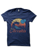 Vintage Distressed Surf â€“ Visit Arrakis â€“ Dune â€“ Sci Fi Navy T-Shirt Hoodie, Sweatshirt | CoreVibeTees.com