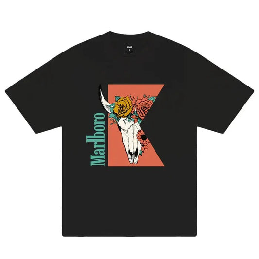 Vintage Funny Marlboro Rose Skull Cowboy T-shirt, Wild West Merch Graphic Tee, Unisex Tshirt, Sweatshirt, Hoodie, Comfort Colors