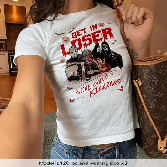 Vintage Funny Scary Movie Get In Loser Halloween Y2k Baby Tee Y2k Shirt Halloween Party Baby Tee Retro 90s Aesthetic Baby Tee Shirt Gift Her