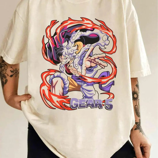 Vintage Gear 5 Nika Monkey D Luffy One Piece Shirt, Luffy God Nika Anime Sweatshirt Graphic Anime Tee Anime Lovers Shirt Japanese Anime Tees Special T-shirt Anime Manga Shirt Anime Shirt Hoodie Gift For Fans Gift For Men Gift For Women Anime Lovers Shirt.