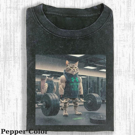 Vintage Gym Cat T-shirt, Gym Cat T-shirt, Cute Cat Shirt, Love Cat Tshirt-  Meme Cringe Funny Dumb Shirts, Unisex Shirt Menswear Womenswear Streetwear