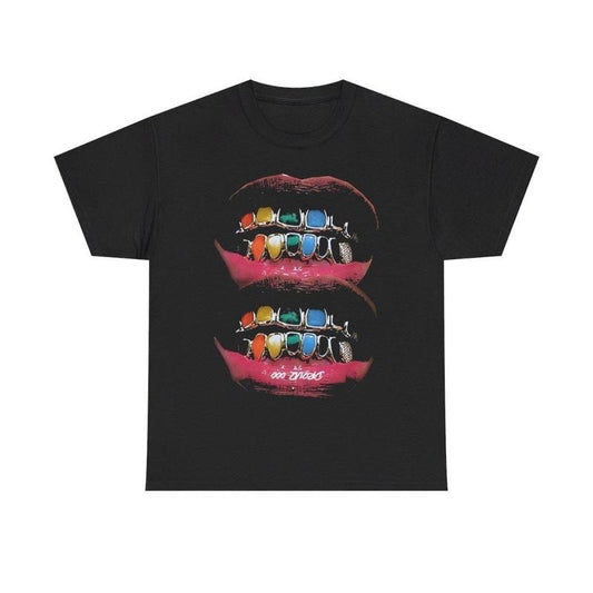 Vintage Iced Out Twin Grill Y2k 90s HipHop Vibes Heavy Cotton Graphic TShirt HipHop Rap Tee Casual Menswear Retro Top Streetwear Classic Comfy Day