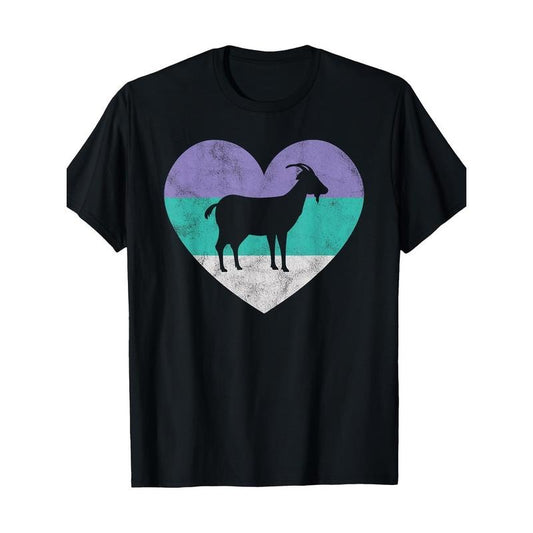 Vintage-Inspired Cute Goat Graphic Tee for Men - 100% Cotton, Short Sleeve, Round Neck - Perfect for Casual Wear & Gifts Made in USA