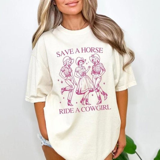 Vintage Lesbian Shirt, Save A Horse Ride A Cowgirl Shirt, Funny Lesbian Tee