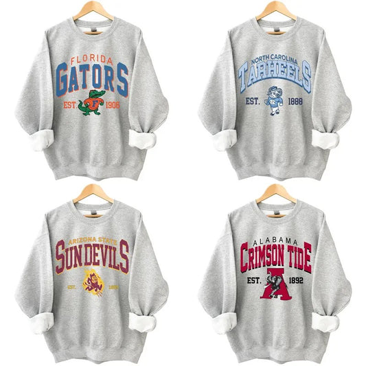 Vintage NCAA All University Sweatshirt, Game Day All Teams NCAA Crewneck, Classic Sport Sweater, Gifts For Fans, Ash Grey Sweatshirt