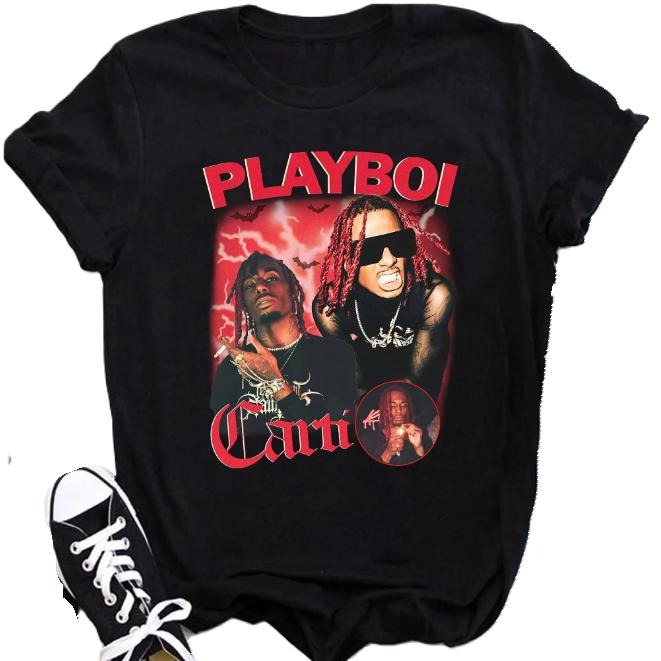 Vintage Pl4yboi C4rti  Rapper Tshirt Black All Size S to 3XL Menswear Top