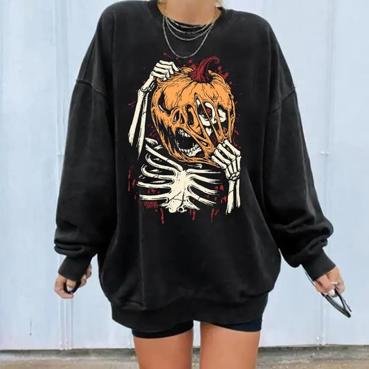 Vintage Pumpkin Skeleton Halloween Sweatshirt, Pumpkin Face Halloween, Skeleton Sweatshirt, 90s Halloween Shirt, Skeleton Pumpkin Fall Halloween Shirt, Halloween Party, Halloween Gift Idea