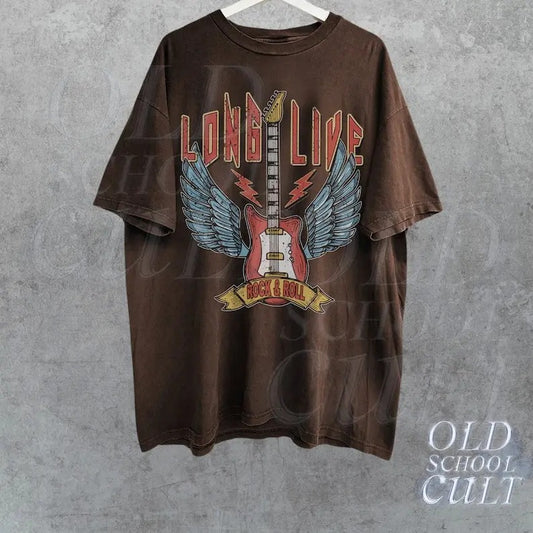 Vintage Rock Graphic Shirt, Retro Rock And Roll 90s T-Shirt, Rocker Cotton Oversized Shirt, Cool Rock Lovers Gift, Biker Shirt, Faded Tee