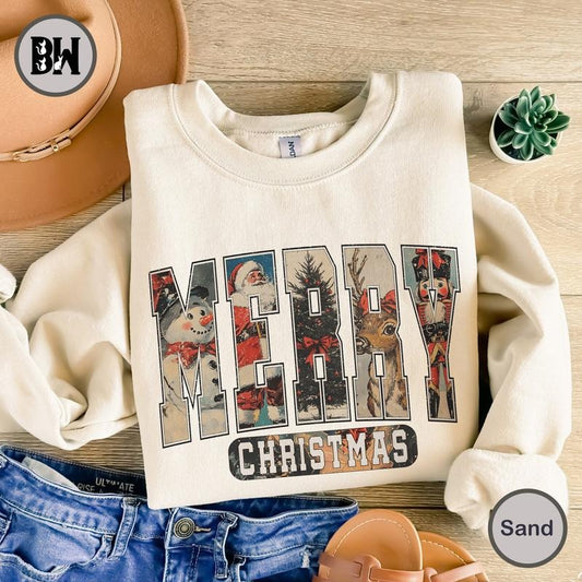 Vintage Santa Claus Christmas Sweatshirt, Retro Cheerful Santa Shirt, Santa Merry Christmas, Christmas Shirt, Xmas Women Men Gift