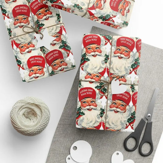 Vintage Santa MAGA Christmas, Christmas Trump Gift Wrap, Trump Wrapping Paper Gifts, Maga Gift Wrap Christmas, Santa Trump