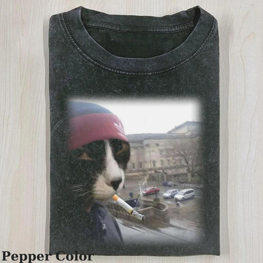 Vintage Smoking Cat T-shirt, Smoking Cat T-shirt, Cute Cat Shirt, Love Cat Tshirt-  Meme Cringe Funny Dumb Shirts, Unisex Shirt Menswear Womenswear Streetwear