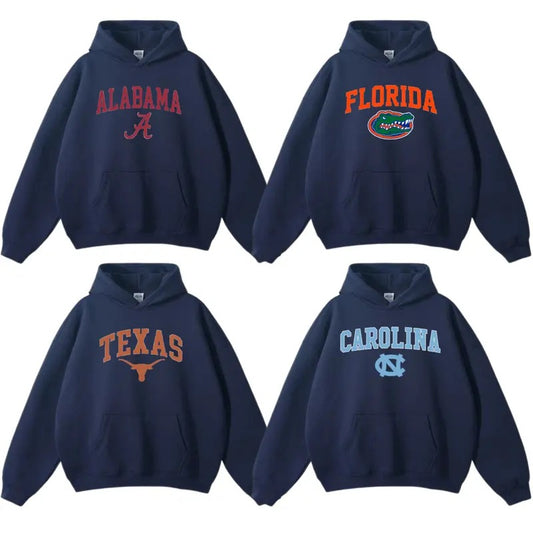 Vintage Sport Teams NCAA Collection Unisex Crewneck Navy Hoodie, Graphic Team Collection Hoodie, Gift For NCAA Fan