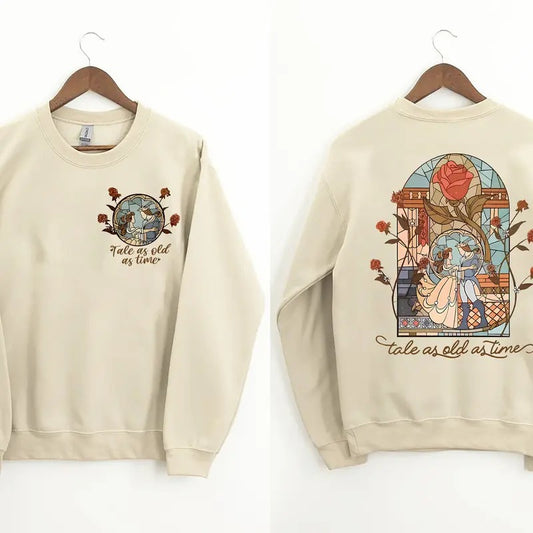 Vintage Tale As Old As Time 2 Sides, Beauty n The Beast Shirt, Gift for her Sweatshirt, Booktok Shirt, Family Trip Shirt