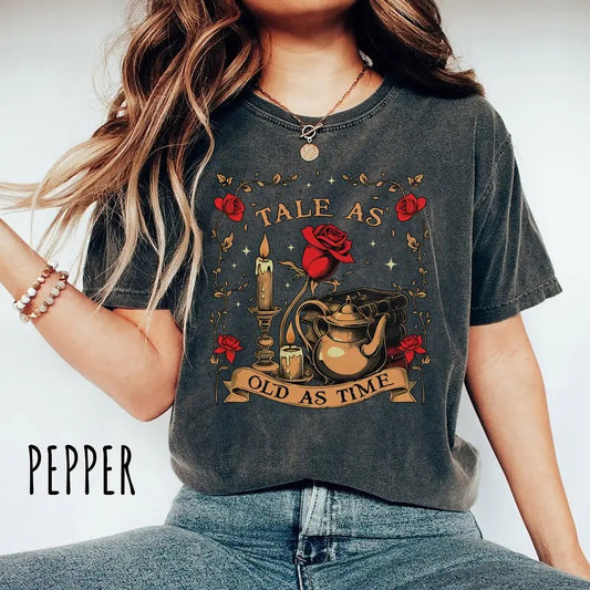 Vintage Tale As Old As Time Comfort Color T Shirt, Beauty n The Beast Shirt, Beauty Belle Tshirt, Princess Reads Book