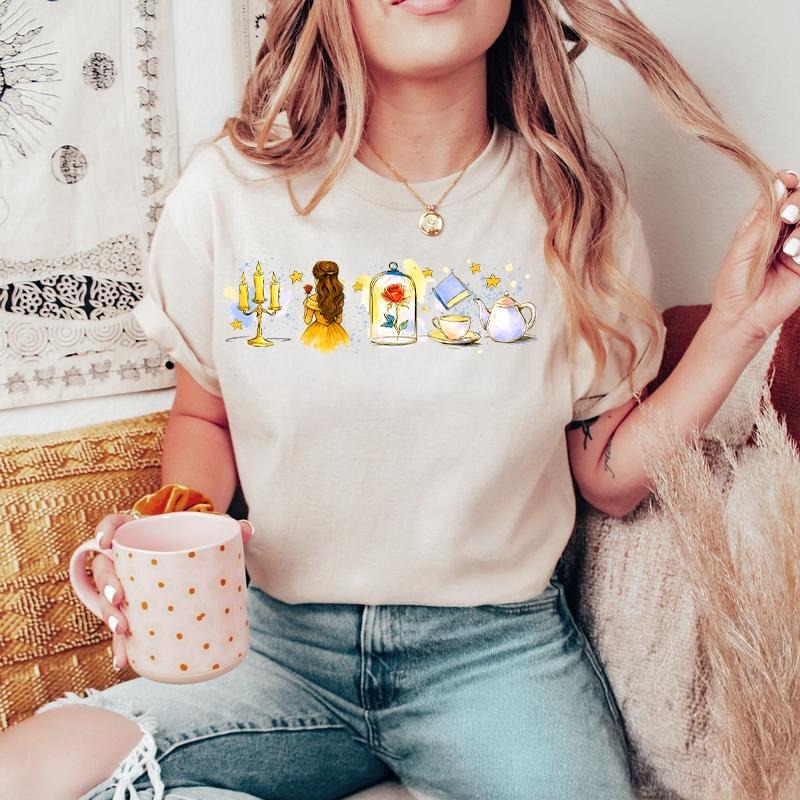 Vintage Tale As Old As Time Shirt, Beauty n The Beast Shirt, Beauty Belle Tshirt, Princess reads book, Princess Belle