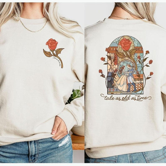 Vintage Tale As Old As Time Sweatshirt, Magic Princess Shirt, Beauty And The Beast Shirt, Gift for her Sweatshirt