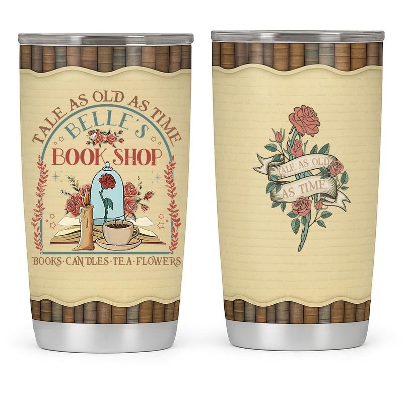 Vintage Tale as Old as Time Tumbler, Book Shop Tumbler, Booktok Tumbler, Gifts fir Her