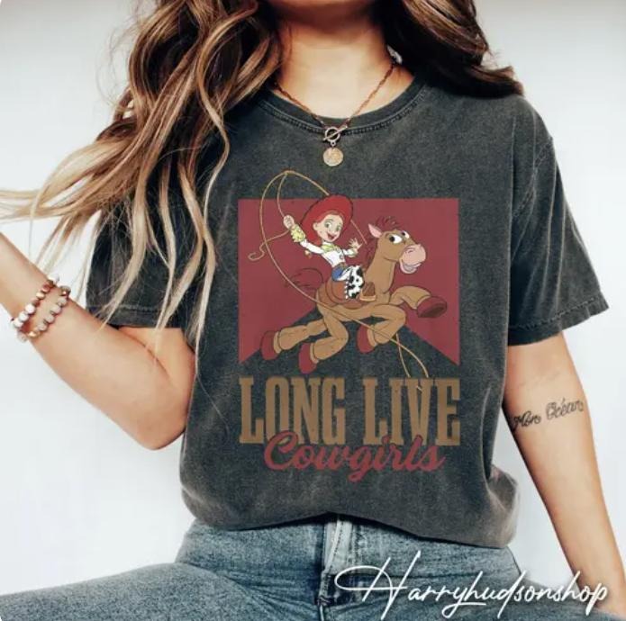 Vintage Toy Story Jessie Shirt Long Live Cowgirls Shirt, Toy Story Jessie and Bullseye Sweatshirt Hoodies Christmas Halloween