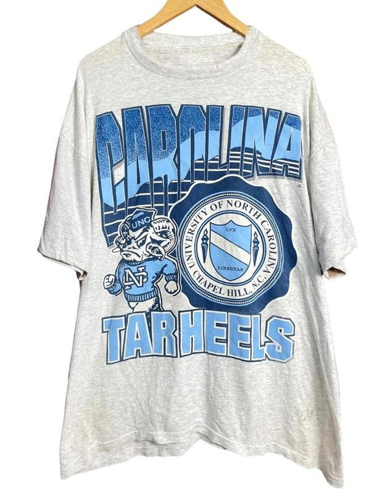 Vintage UNC Tar Heels Mascot Logo T-Shirt, Ncaa Shirt, University of North Carolina Cotton, Men Vintage Graphic Tee, Cotton Printed Top, Top Womenswear, Sport Shirt