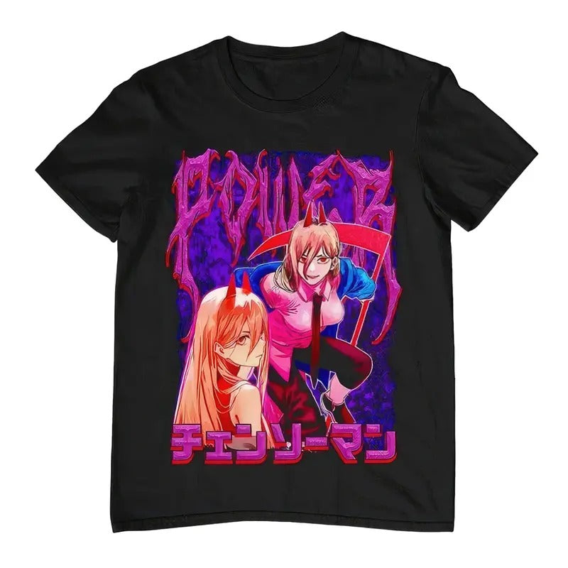 Vintage Unisex Power Chainsaw Man Anime Homage T-shirt