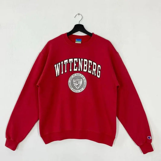 Vintage Wittenberg University Sweatshirt Wittenberg University Crewneck Wittenberg Sweater Pullover Wittenberg Tigers Print Logo Menswear Athletic Black Collar Fitted Hoodie
