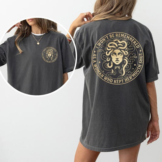 Vintage Women Power Comfort Colors Shirt, I Won't Be Remembered As A Woman Who Kept My Mouth Quiet Graphic Tee, Girl Power T-shirt, Women's Rights Tee