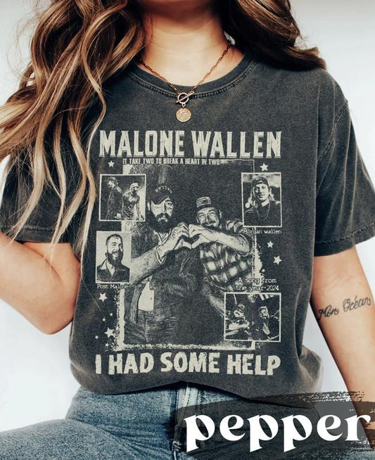 Vintage Y2K I Had Some Help shirt, Country Music, Post Wallen shirt It takes two to break a heart in two shirt, Morgan Malone Top Womenswear Underwear Comfort