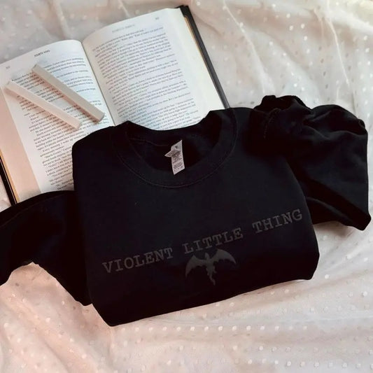 Violent Little Thing Sweatshirt, Book Lover Shirt, Onyx Storm Embossed Crewneck, Fourth Wing Puff Print, Violent Little Thing Embossed Sweatshirt, Book Club Shirt, Fourth Wing Merch