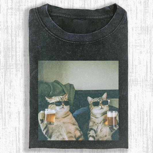 WACKY CAT T-SHIRT , Cat Drinking Beer Comfort Colors Tee, Funny Graphics Shirt, Womenswear Menswear, Gift for Women & Men, Unisex Tee, All size Top, Streetwear