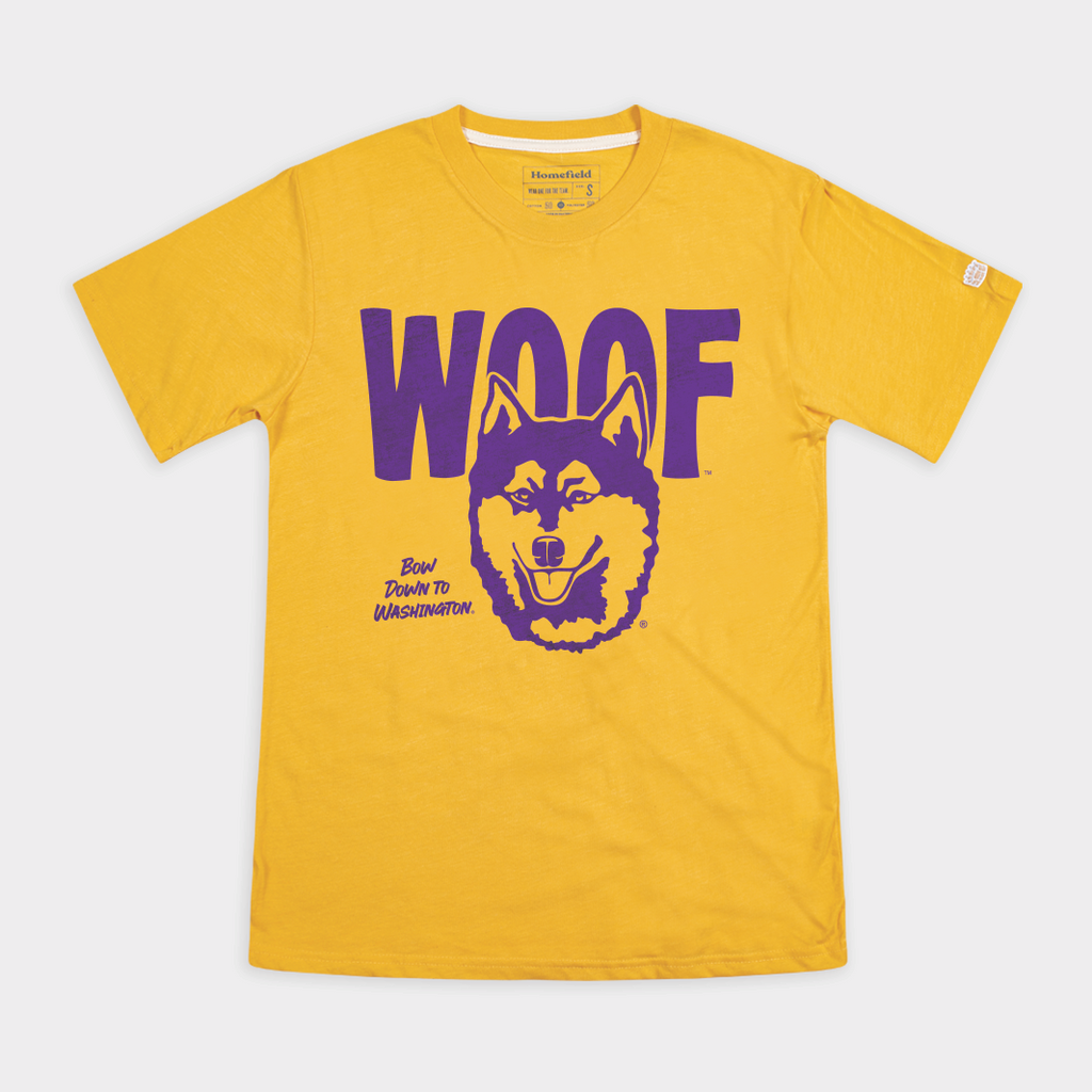 Washington Huskies "Woof" Bow Down Retro Tee Hoodie, Sweatshirt | CoreVibeTees.com