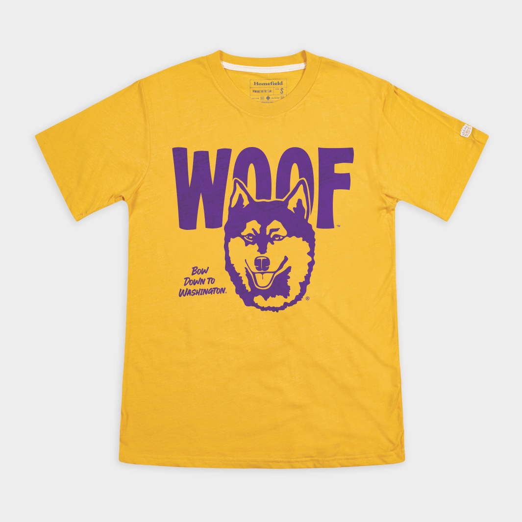 Washington Huskies "Woof" Bow Down Retro Tee Hoodie, Sweatshirt | CoreVibeTees.com