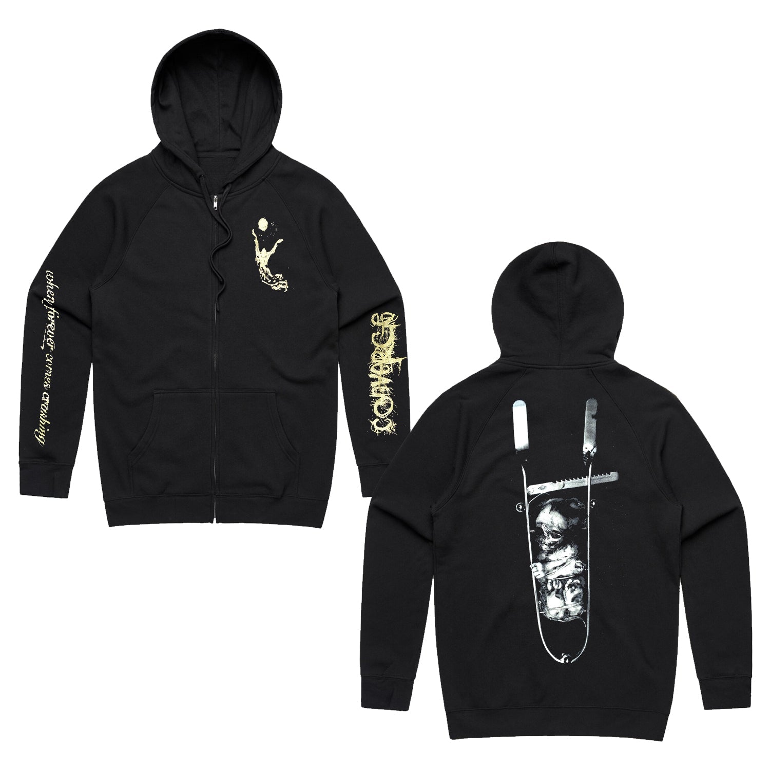 When Forever Comes Crashing Zip Up Hoodie (Black) T-Shirts, Sweatshirt | CoreVibeTees.com