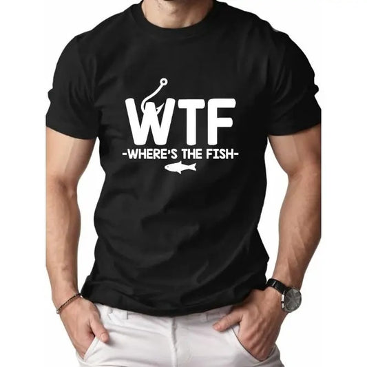WHERE S THE FISH Pure Cotton Men's Tshirt Comfort Fit Made in USA