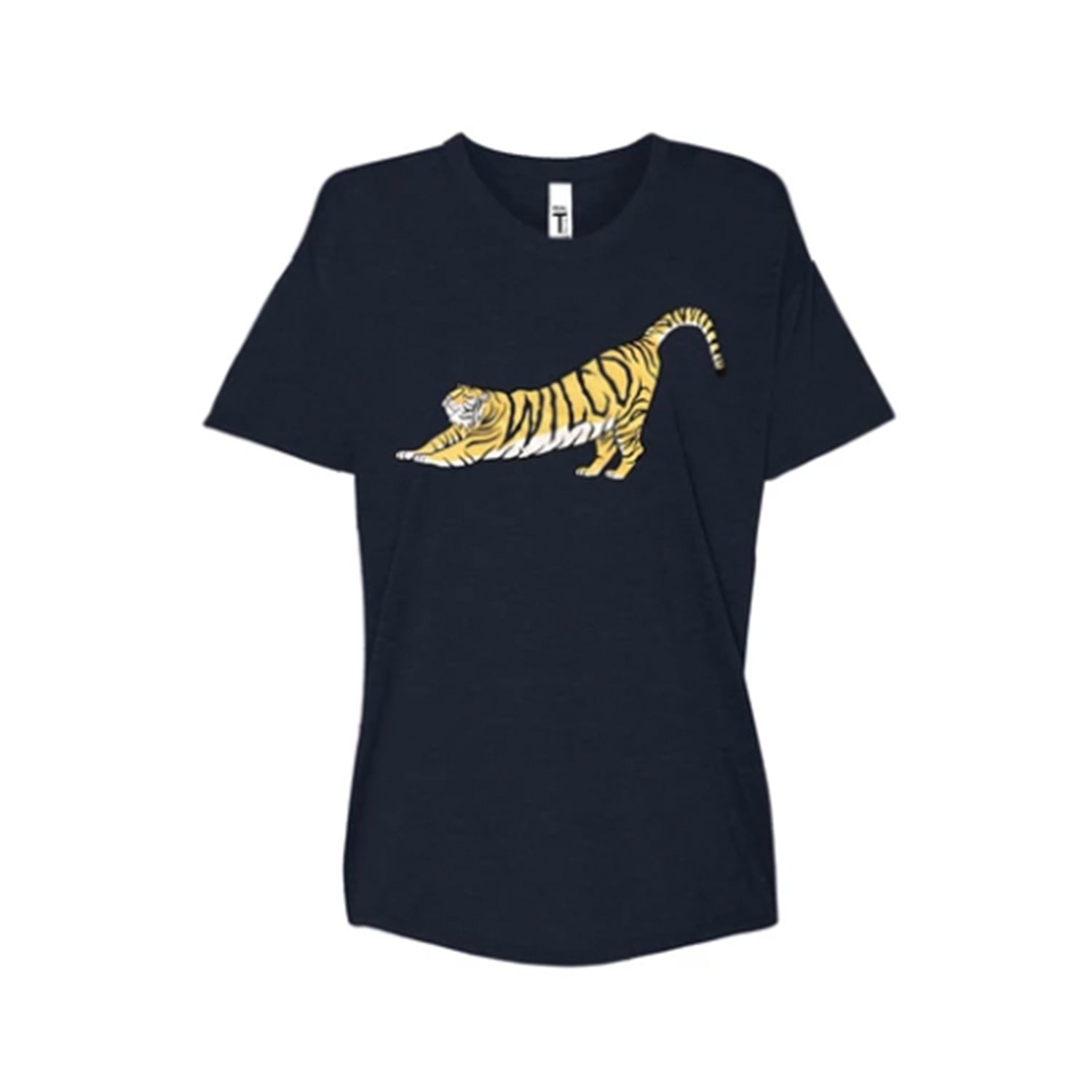 Women's Stretching Tiger T-Shirt (Navy) Hoodie, Sweatshirt | CoreVibeTees.com