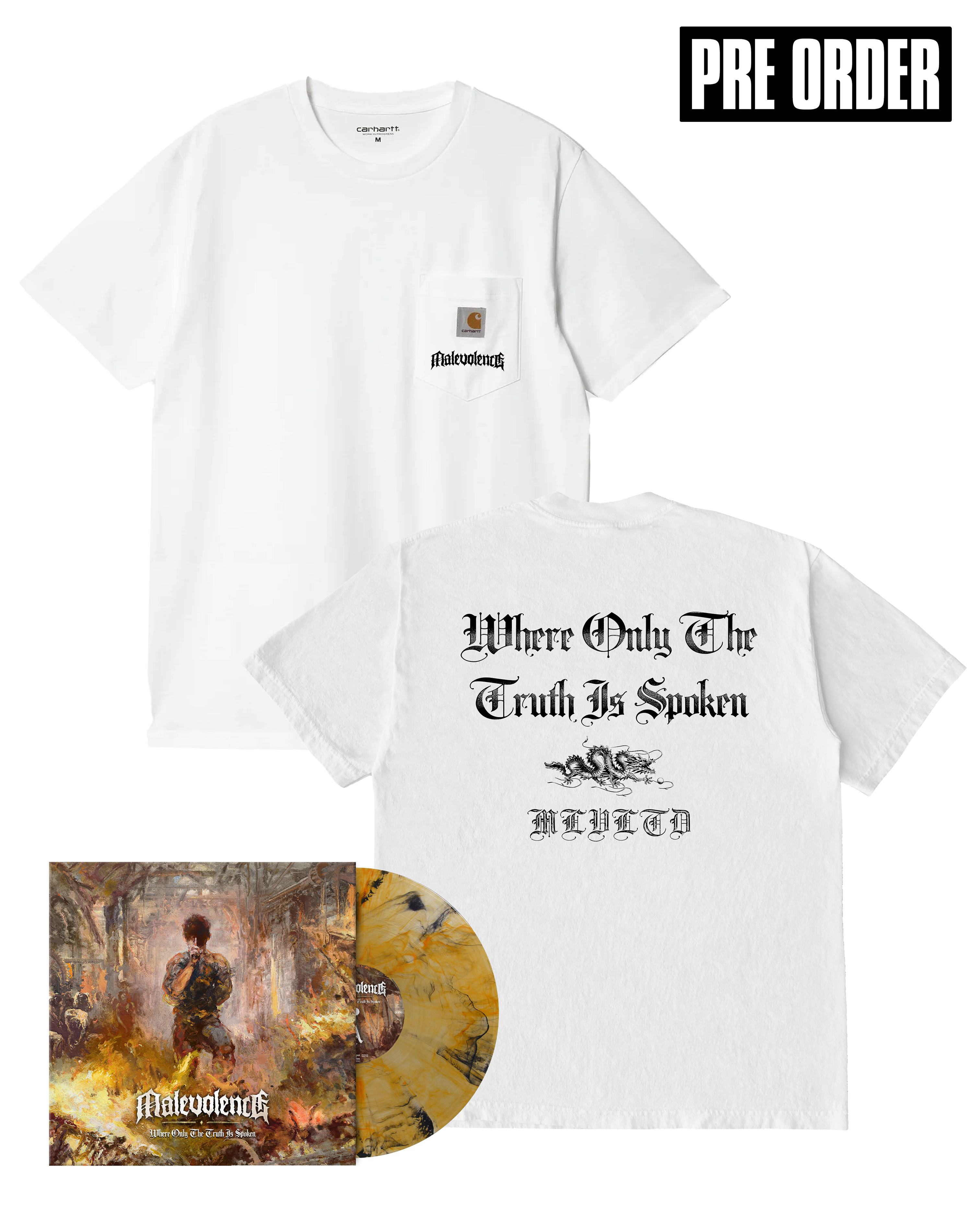 Malevolence - Where Only The Truth Is Spoken Vinyl or CD + Carhartt Pocket T-Shirt Bundle Hoodie, Sweatshirt
