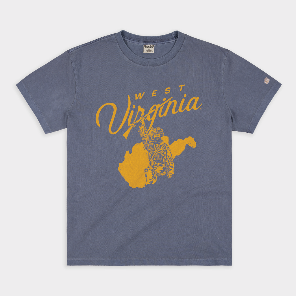 West Virginia Mountaineer Mascot Vintage Heavyweight Tee Hoodie, Sweatshirt | CoreVibeTees.com (Image 1)