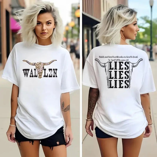 WaIIen Lies Two-Sides Tee,  Country Music Lyrics Top, Concert Merch, 2024 Tour Concert Outfit, Unisex Short Sleeve Tee Shirt, Casual Clothing