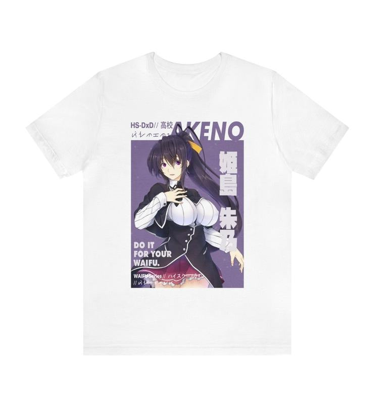 Waifu Akeno Himejima Anime T-shirt Unisex, Anime Manga Shirt, Anime Shirt, Anime Lover Shirt, Graphic Anime Tee, Manga Shirt, Japanese Shirt Menswear Top Underwear Tshirt Streetwear Man Tropical Crewneck Shortsleeve Round Neck Casual
