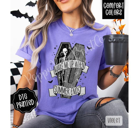 Wake Me Up When Summer Ends Shirt Comfort Colors, Trendy Halloween Tshirt