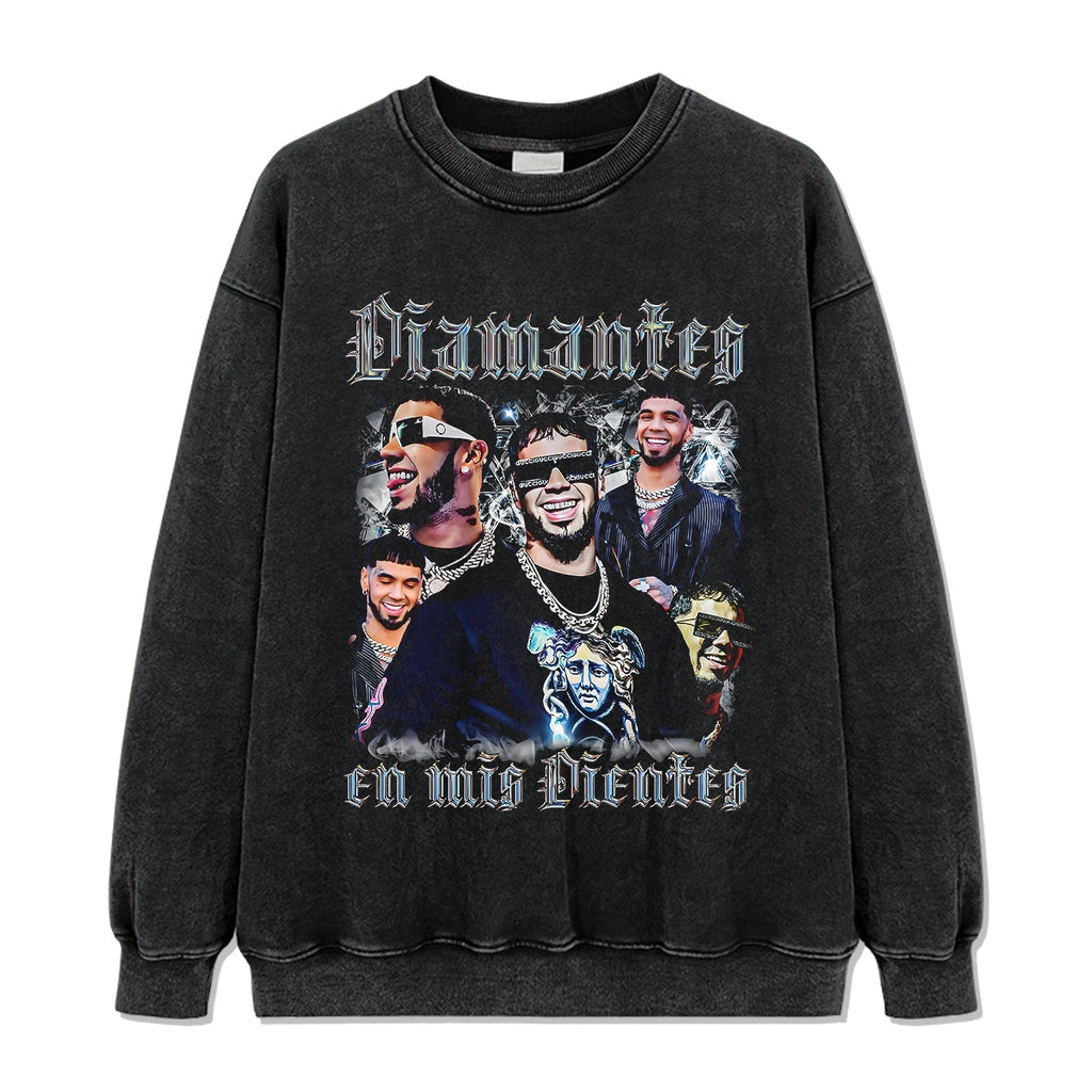 Diamantes En Mis Dientes By Anuel Aa Sweatshirt T-Shirts, Hoodie | CoreVibeTees.com (Image 2)