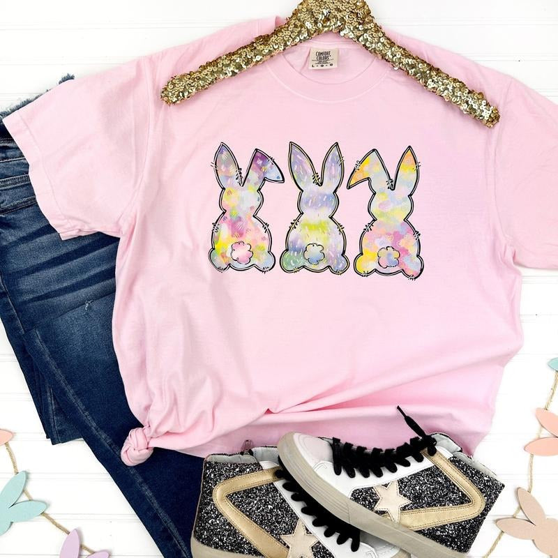 Watercolor Bunnies Comfort Colors T-Shirt Hoodie, Sweatshirt | CoreVibeTees.com