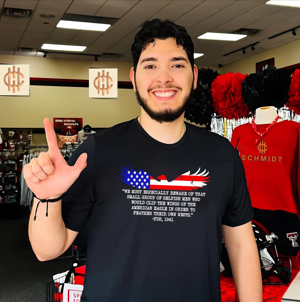 We must especially beware of that small group of selfish men eagle flag shirt