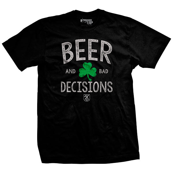 Beer & Bad Decisions Shamrock T-Shirt Hoodie, Sweatshirt | CoreVibeTees.com (Image 1)