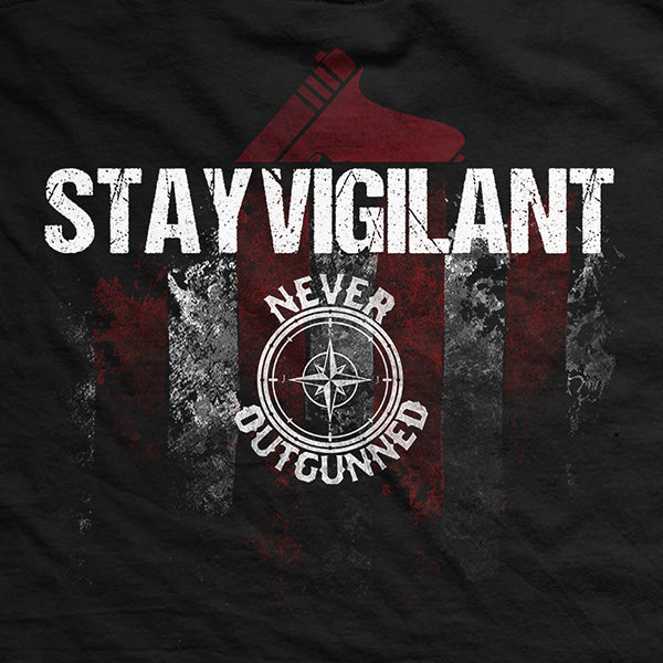 Never Outgunned Stay Vigilant T-Shirt Style001 Hoodie, Sweatshirt | CoreVibeTees.com (Image 4)