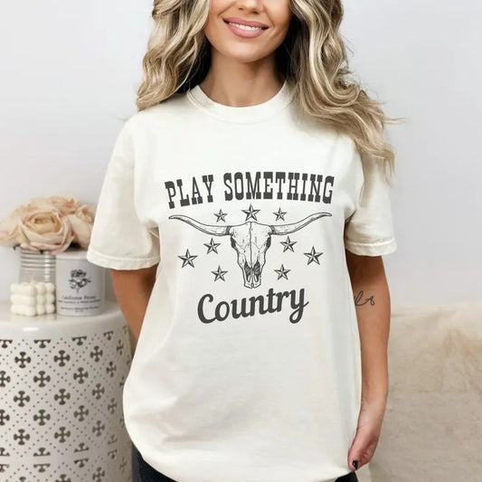 Western Graphic Tshirt, Country Music Shirt, Play Something Country Tshirt 90s Country Music Shirt, Country Concert Shirt Top