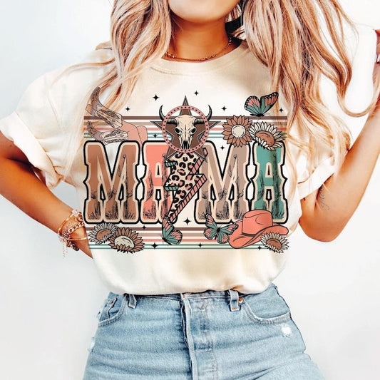Western Mama Tshirt, Howdy Cowhide, Western Mom Shirt, Coquette Mama, Western Cow T-Shirt, Mothers Day, Mama Trendy