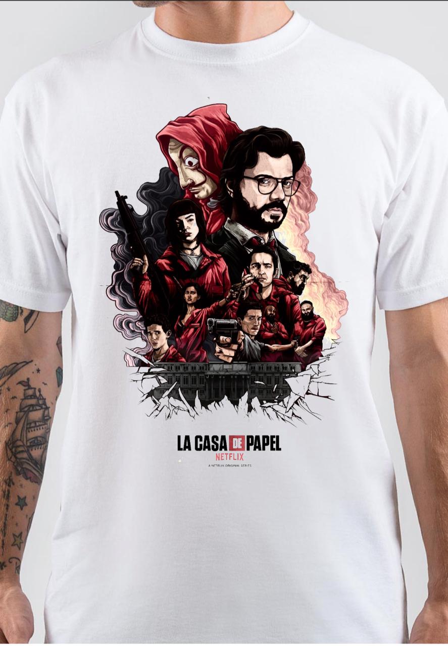 Money Heist White T-Shirt Hoodie, Sweatshirt | CoreVibeTees.com