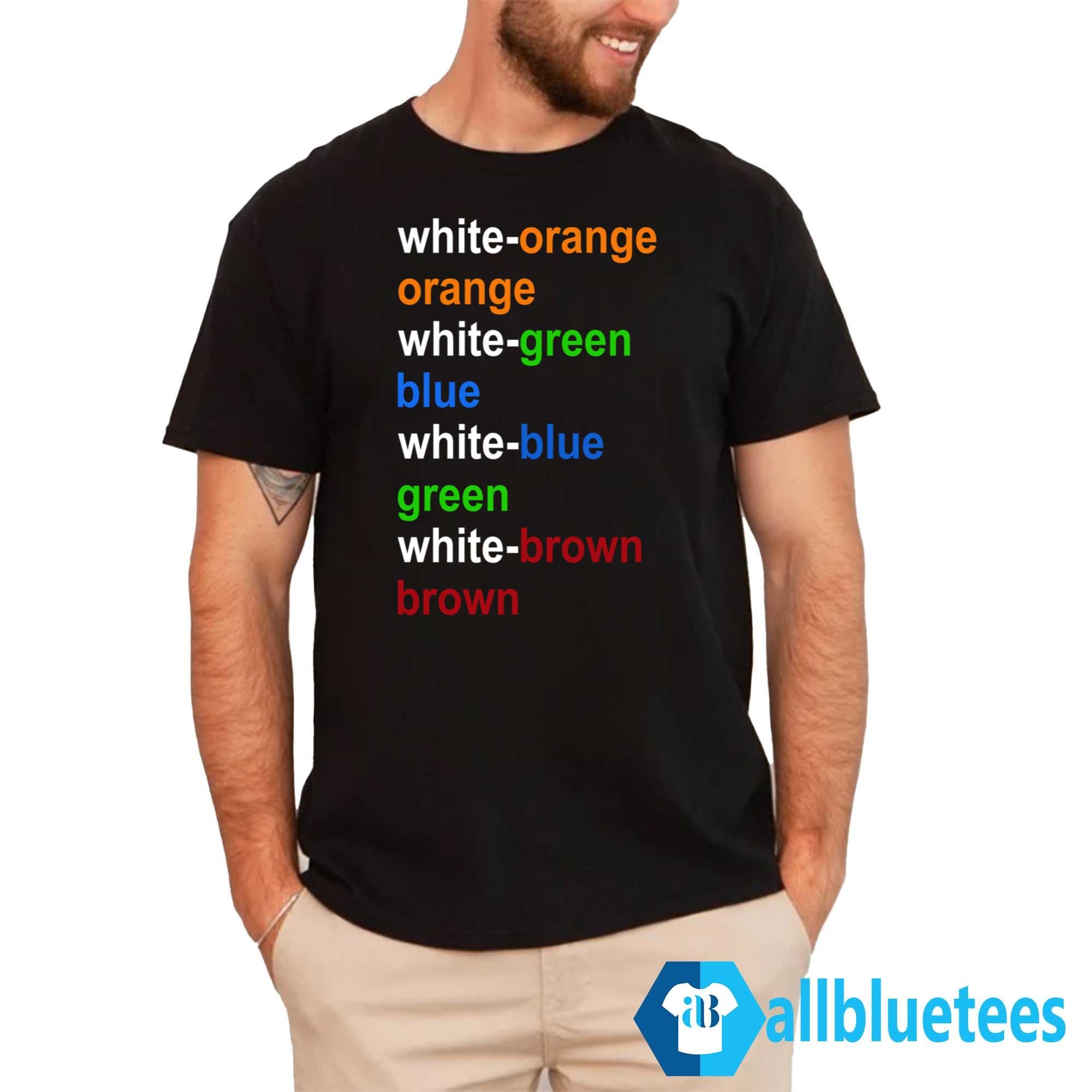 White Orange Orange White Green Blue Shirt
