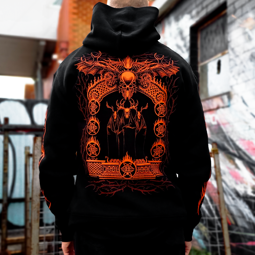 Flaming Cult Pullover Hoodie (Black) T-Shirts, Sweatshirt | CoreVibeTees.com (Image 5)