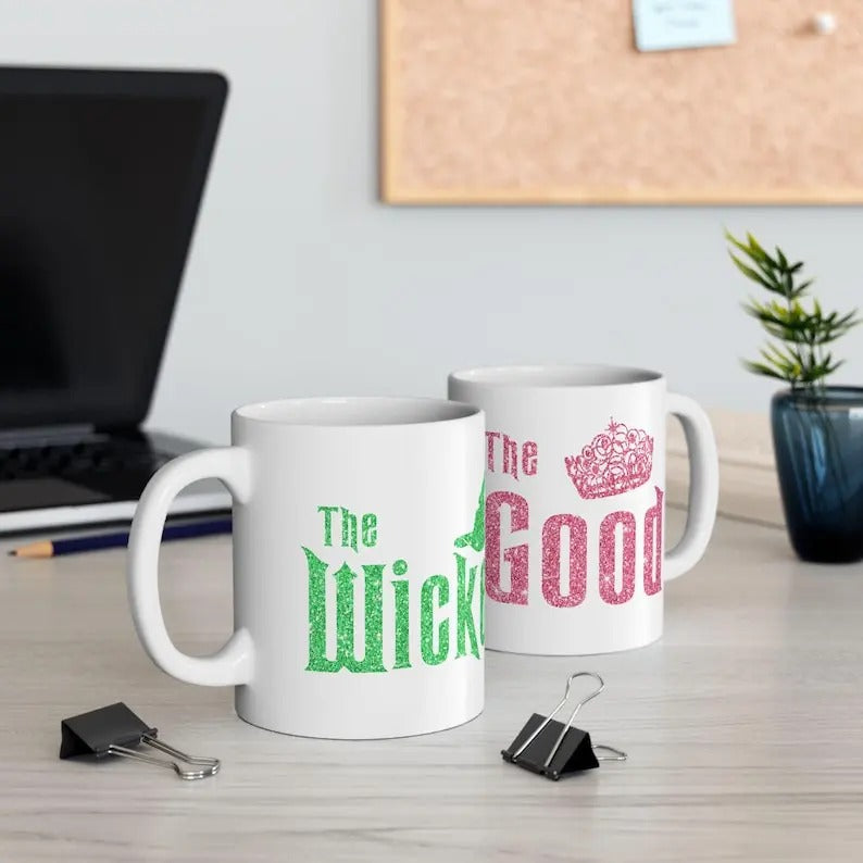 Wicked Musical Double-Sided Design, Theater Enthusiast Gift, Coffee Mug, Tea Cup, Musical Fan Collectible, Witch Hat Crown Mug
